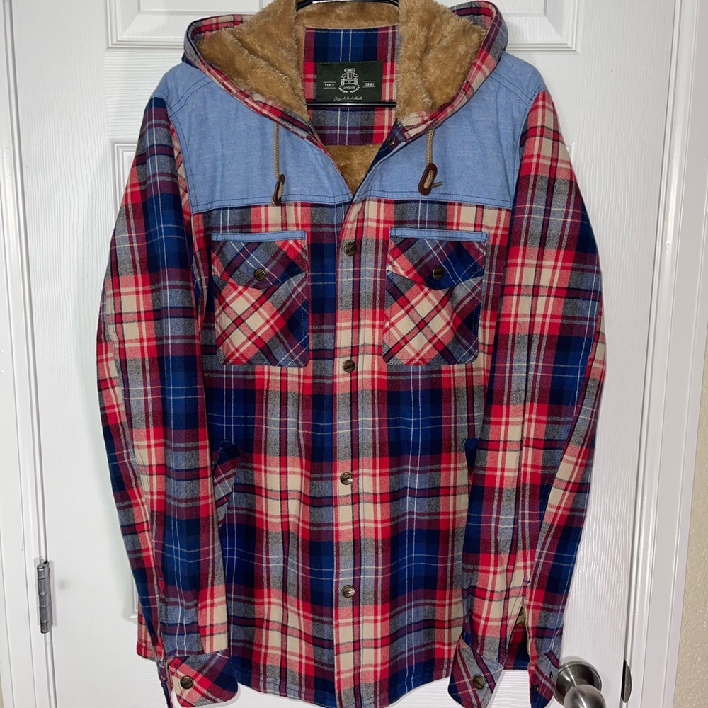 AFS JEEP plaid shirt jacket with hood